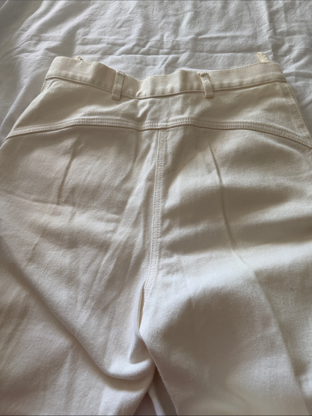 CHANEL Wide Leg Cream Denim with Front Patch Pockets - Picture 6 of 8